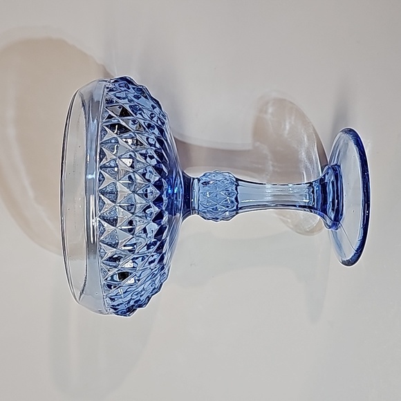 Indiana Glass Blue Diamond Point Footed Compote - Picture 1 of 11